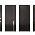 Black Modern Swing Doors With Gold Accents And Various Design Details