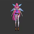 Game And Movie Character With Pink Hair Colorful Wings Purple Pink Outfit Design