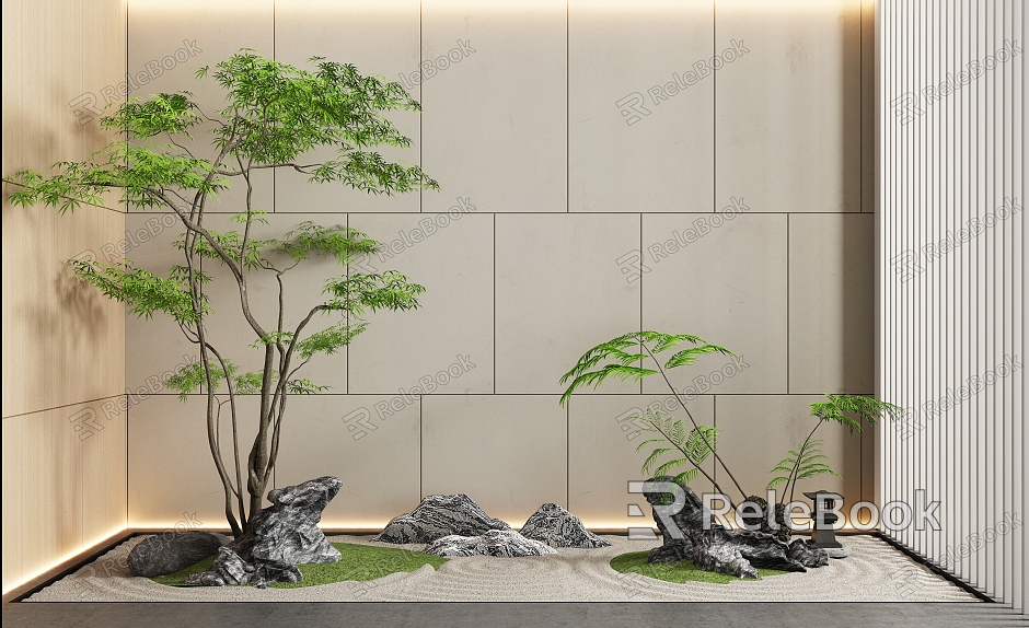 Landscape landscaping interior landscape courtyard sketch green plant landscape stair landscape model