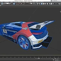 Volkswagen Race Car With Blue Red Gradient Body 74 Number Aerodynamic Design And Rear Wing