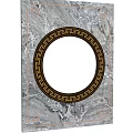 Elegant Decorative Screen with Marble Background Circular Design and Gold Greek Key Frame
