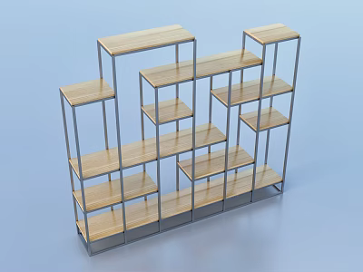 Modern Bookshelf Iron Bookshelf Floor Storage Rack Simple Steel and Wood Bookshelf 3d model