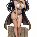 Anime Style Female Figure Ornament Decoration Set With Egyptian Themed Base And Hieroglyphics