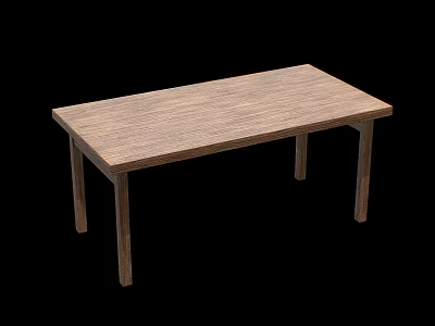 Wooden Rectangular Table With Four Legs And Natural Wood Grain Design 3d model