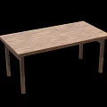 Wooden Rectangular Table With Four Legs And Natural Wood Grain Design 3d model