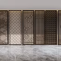 Chinese Style Decorative Partition With Intricate Patterns And Metal Frame 3d model