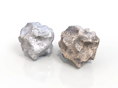 Natural Decorative Stones With Silver And Brown Rough Surface Texture 3d model
