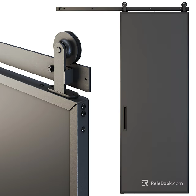 Modern Sliding Door Design With Metal Frame And Smooth Pulley System 3d model 
