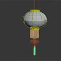 Traditional Chinese Lantern With White Fabric Gold Accents Red Tassel And Knot Decoration