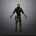 3D Character In Tactical Outfit With Black Orange Top Camouflage Pants And Boots