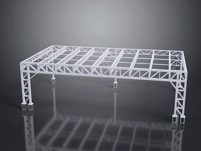 White Steel Frame Building Structure With Support Columns And Open Beam Framework Design 3d model