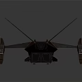 Dark Sci-Fi Aircraft with Multiple Wings Thrusters and Complex Textures on Gray Gradient Background 3d model
