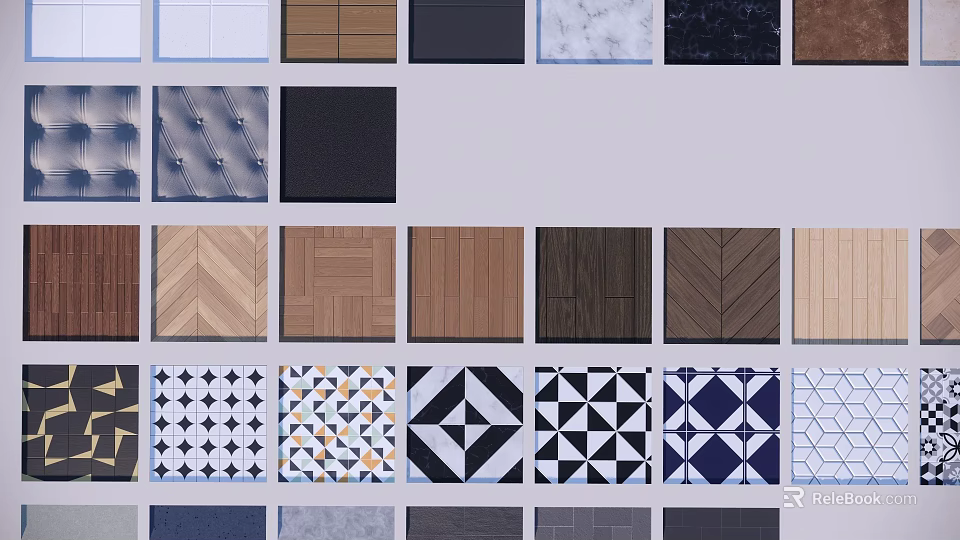 Soft Package Material Samples Featuring Various Colors Textures And Design Options 3d model 