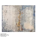 Square Abstract Carpet With Gray Blue Gold Tones For Modern Living Room Decor