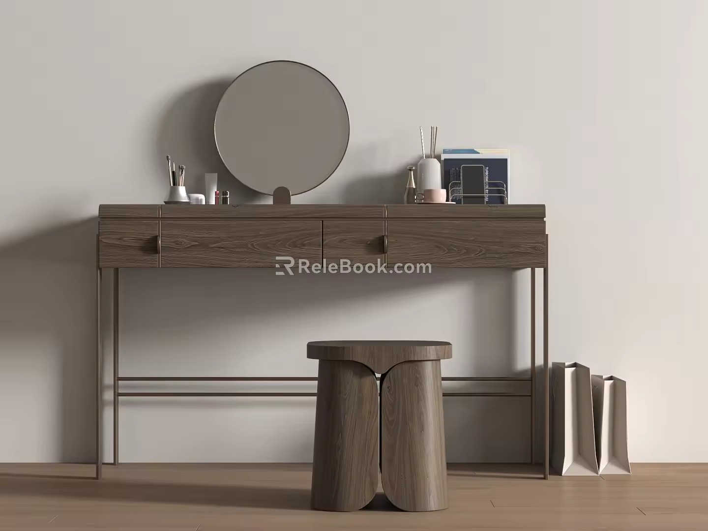 Modern Popular Dressing Table Makeup Stool Combination Dressing Mirror Dressing Table Accessories 3d model