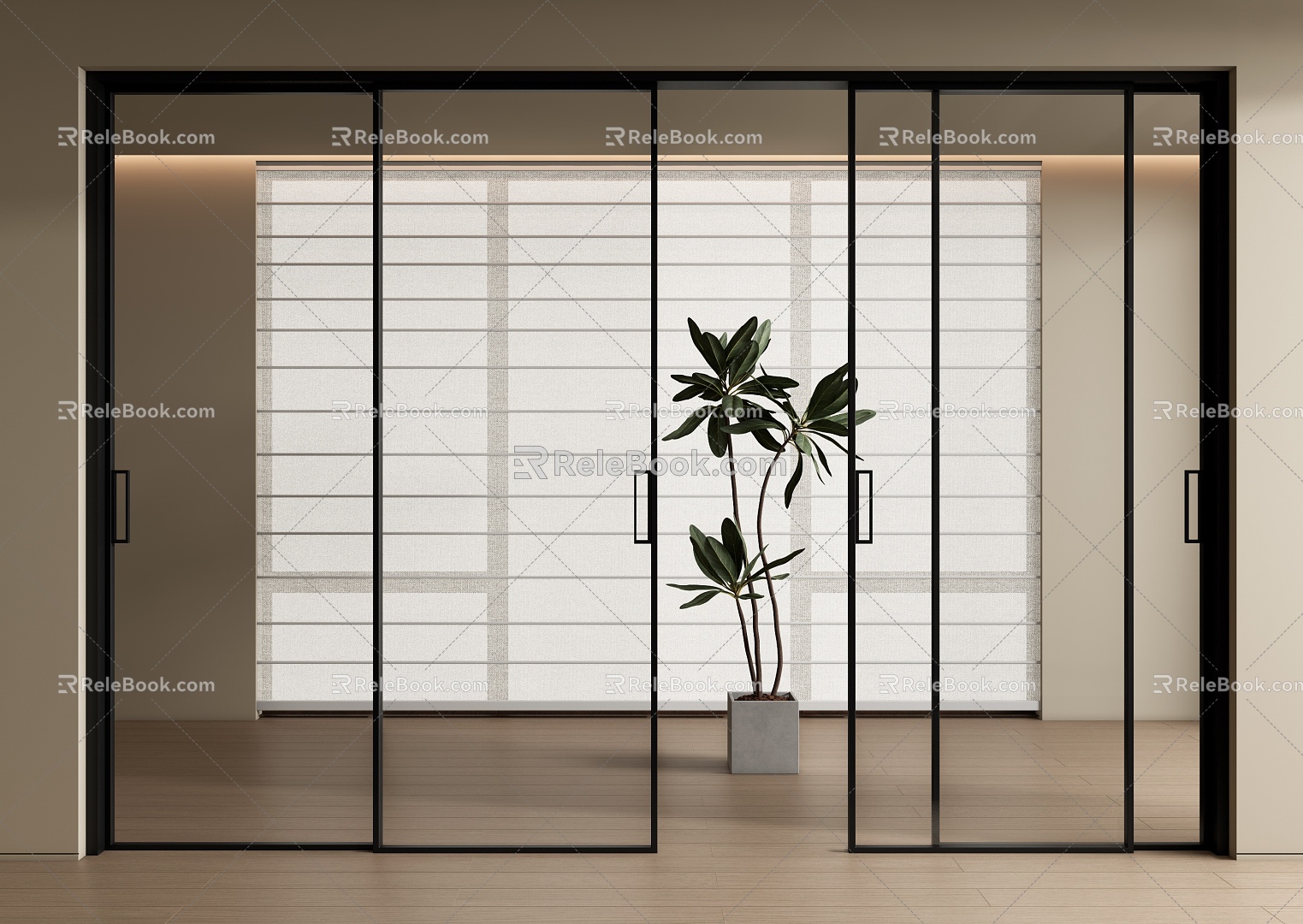 Modern glass sliding door narrow frame sliding door glass sliding door 3d model