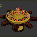 Decorative Roulette Wheel Home Living Accessory With Golden Top Red Black Slots And Wooden Base