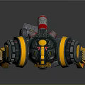 Black And Yellow Robot Character With Mechanical Arms And Heavy Duty Armor Design