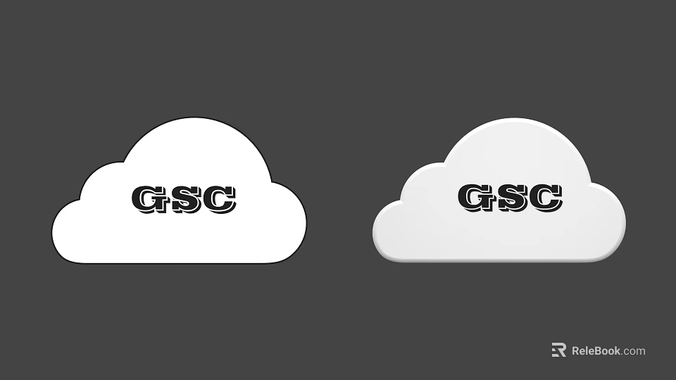 GSC Logo Design Featuring Two Cloud Shaped Icons On Gray Background 3d model