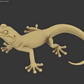 Golden Lizard Landscape Sculpture with Realistic Metallic Shiny Detailed Design