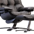 Modern Comfortable Black Leather Recliner Chair With Ottoman And Metal Base