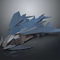 Futuristic Cosmic Spacecraft 3D Model Featuring Sharp Angular Wings and Geometric Design 3d model