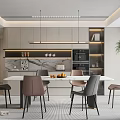 Modern Dining Restaurant Interior With Open Layout White Table Gray Chairs And Pendant Lights