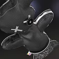 Black Bear Shaped Bag With X Eyes Patterned Shorts And Colorful Tag