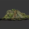 Natural Wood Stone Tree Stump Decorative Piece With Moss And Natural Texture