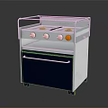 Retro Kitchen Stove Appliance With Four Burners And Blue Cabinet Drawer Design