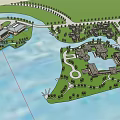 Elegant Hotel Building Architecture With Waterfront Pool And Lush Green Landscape