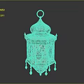 Traditional Ornate Decorative Lantern With Gold Frame Blue Patterns And Hanging Beads