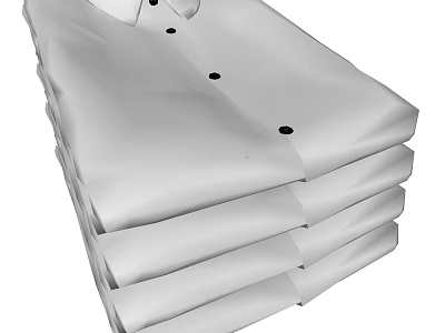 Clean White Shirts with Collar and Buttons Folded and Stacked Neatly 3d model