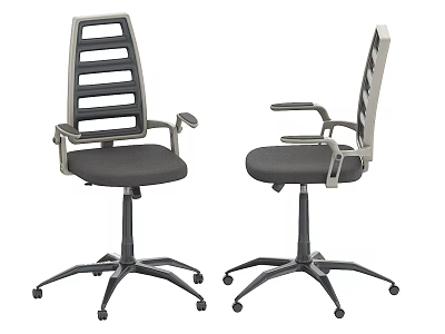 Modern Office Chair With Striped Backrest Armrests And Five Star Base Casters 3d model