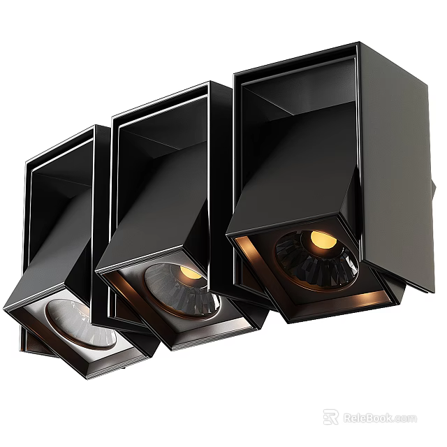 Modern Black Metal Downlights And Spotlights With Warm Illumination For Indoor Ceiling Installation 3d model 