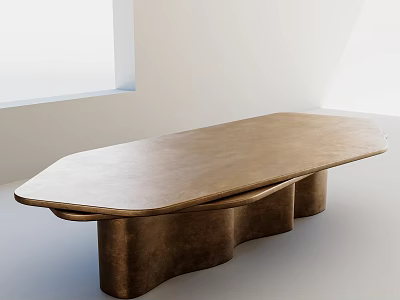Irregular Metallic Coffee Table With Wave Shaped Base For Modern Living Room 3d model