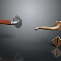 Elegant Brass And Wooden Door Handles With Silver Base And Keyhole Cover