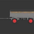 Gray Open Cargo Trailer Featuring Wooden Edges Red Wheels And Trailer Hitch