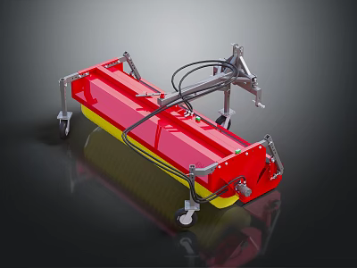Red And Yellow Mechanical Device With Metal Frame Wheels And Connecting Pipes 3d model