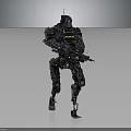 Futuristic Robot Character With Mechanical Armor And Combat Weapon Design