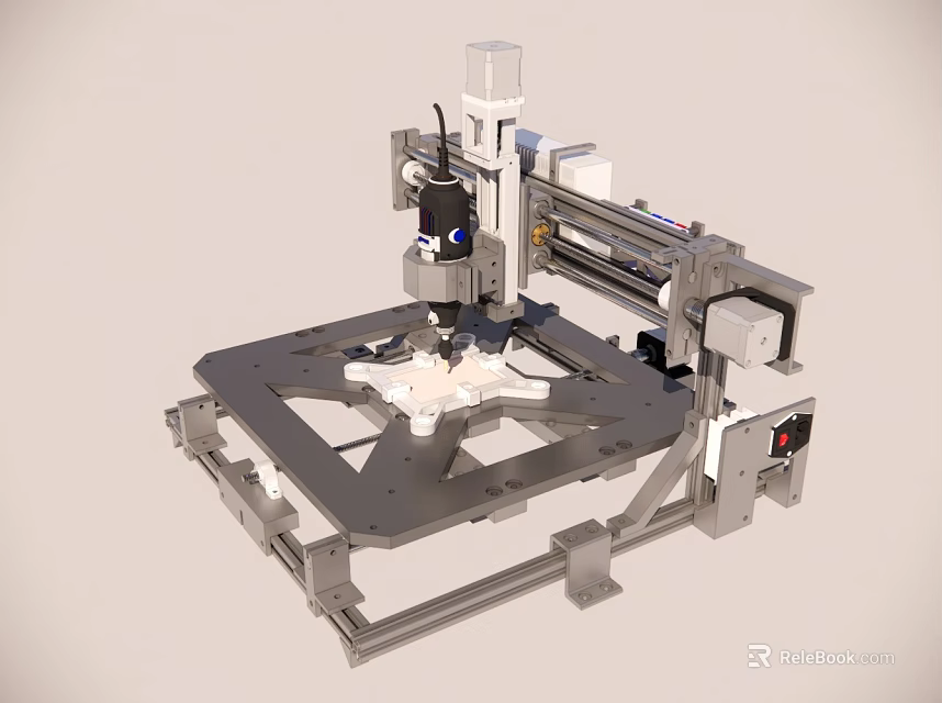 Advanced Industrial Equipment CNC Machine with Metal Frame Worktable and Precision Machining 3d model 