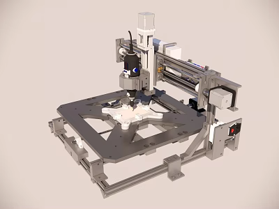 Advanced Industrial Equipment CNC Machine with Metal Frame Worktable and Precision Machining 3d model