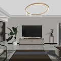 Elegant New Chinese Style Open Living And Dining Room Interior Design With Warm Wooden Furniture