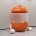 Orange Shaped Structure With Green Leaf White Wheels And Support Rails Design 3d model