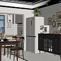 Classic American Dining Table Set With Matching Wooden Chairs And Sideboard For Cozy Home Dining Space