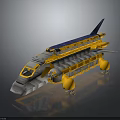 Futuristic Yellow And Gray Spaceship With Multi Compartment Design For Cosmic Exploration