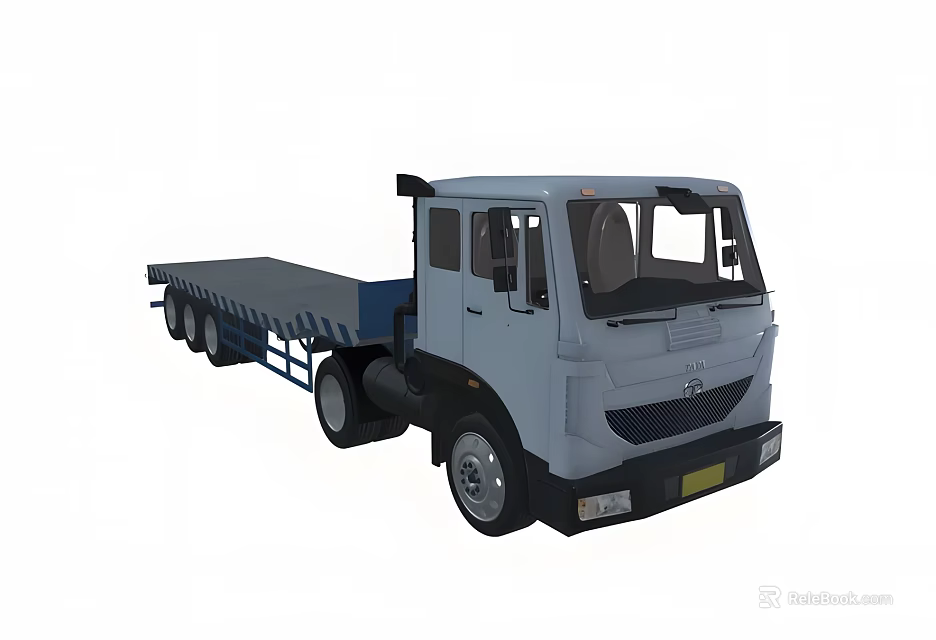 Flatbed Utility Truck with Spacious Flatbed and Cab Design 3d model 