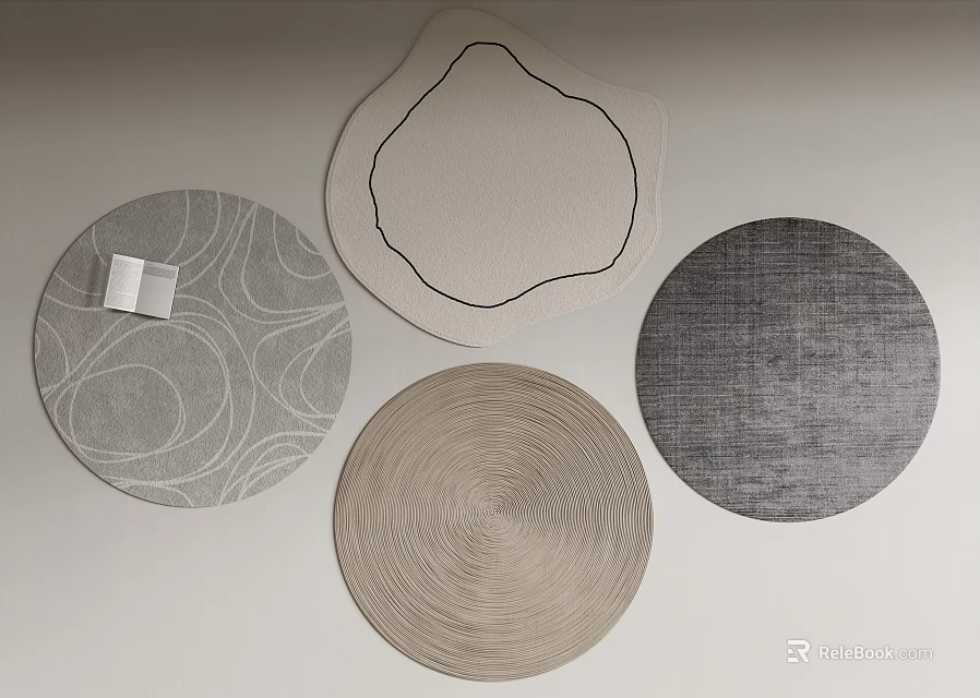 Round Rugs with Various Textured Patterns and Neutral Tones for Modern Interiors 3d model