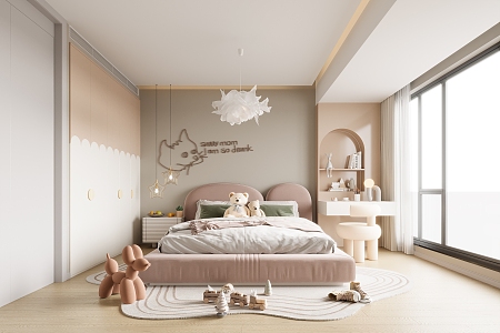 Modern children's room Cream girl children's room 3d model