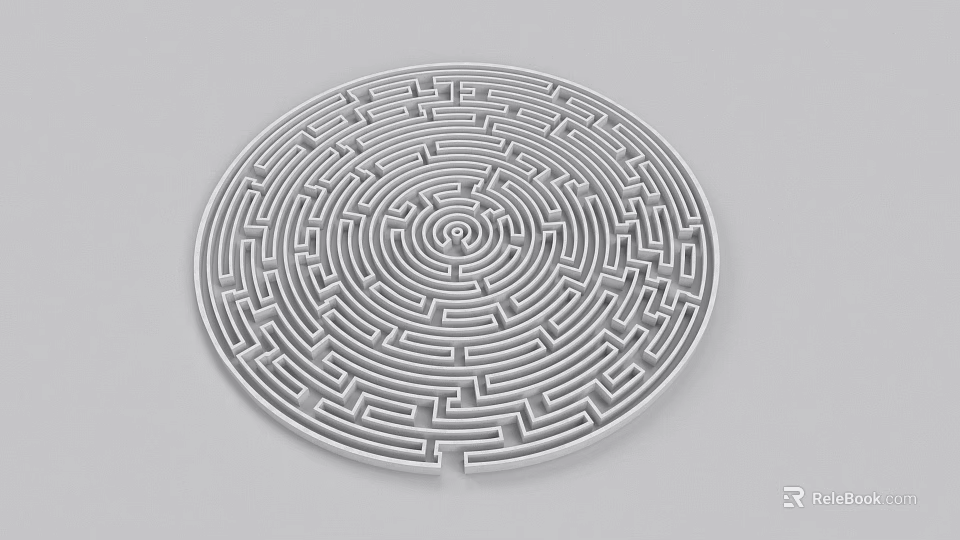 Garden Landscape Design With Circular Maze Path And Intricate Geometric Patterns 3d model